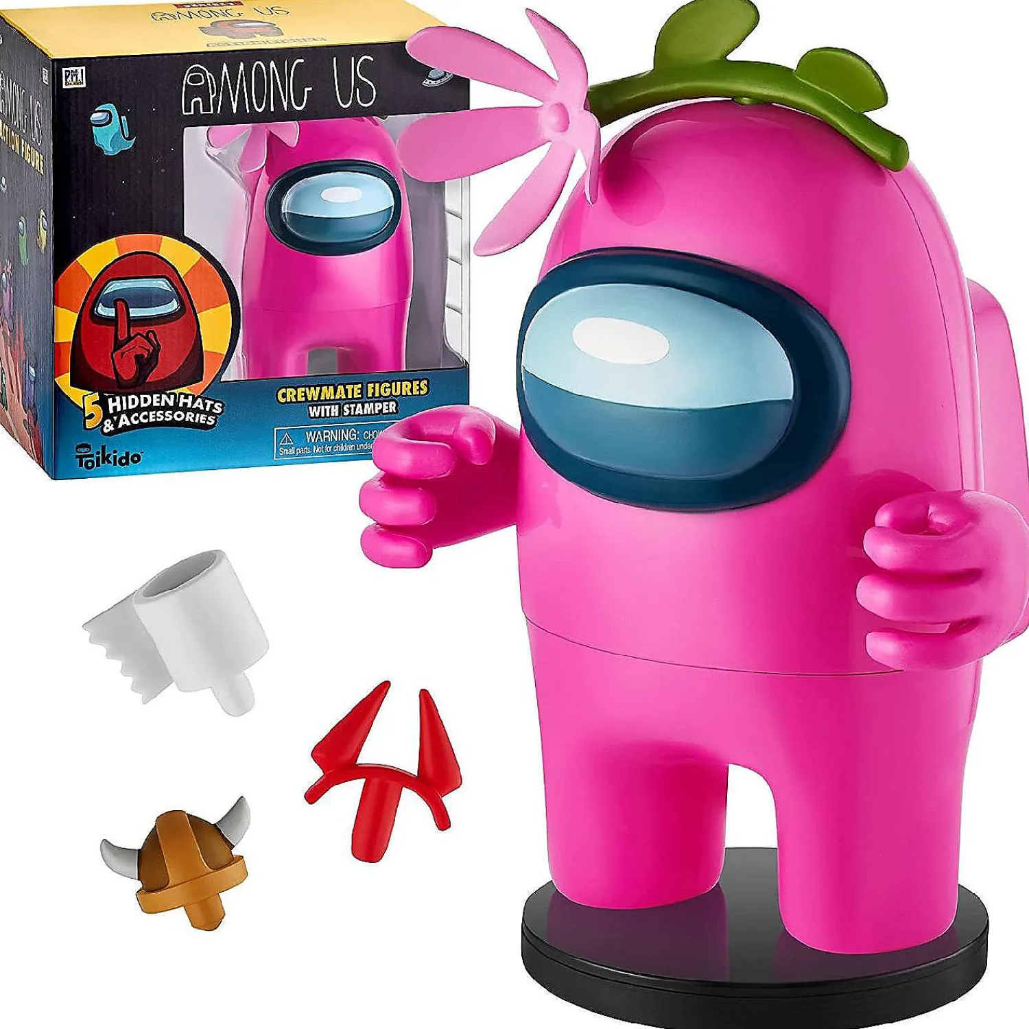 among_us_stamper_pink_cre_0.webp Oriental Trading Character Toys*Among Us Stamper Pink Crewmate Flower Hat 7" Video Game Character Figure Pmi International
