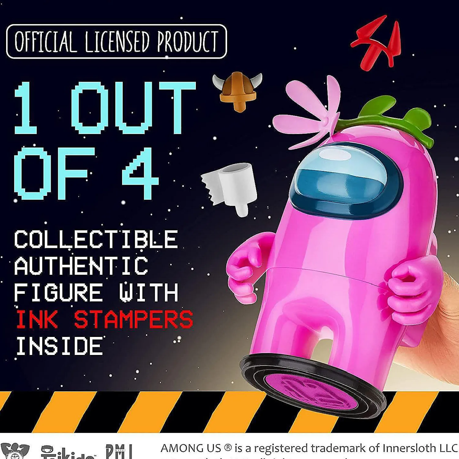 among_us_stamper_pink_cre_2.webp Oriental Trading Character Toys*Among Us Stamper Pink Crewmate Flower Hat 7" Video Game Character Figure Pmi International