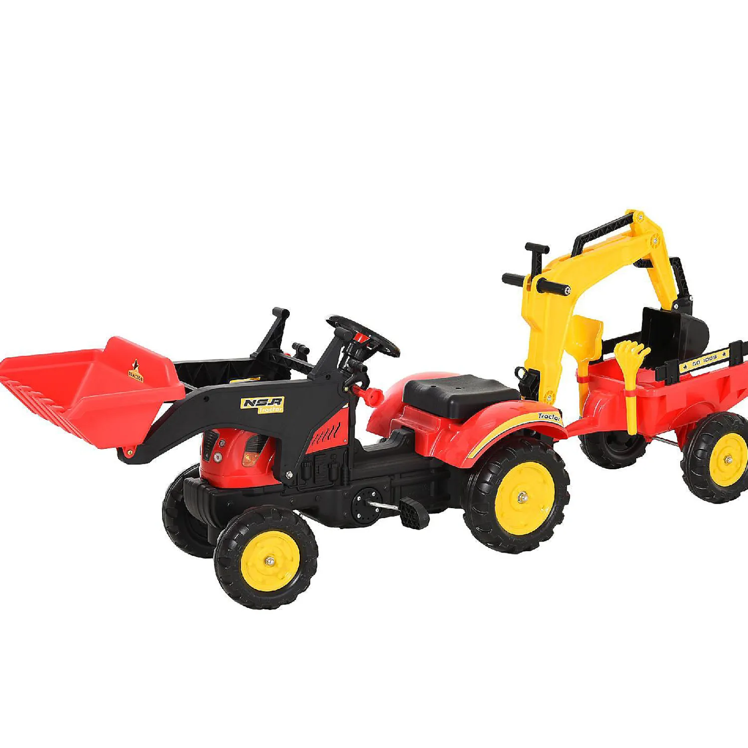 aosom__in__kids_ride_on_b_0.webp Aosom 3 In 1 Kids Ride On Bulldozer Excavator W/Cargo Trailer<Oriental Trading Flash Sale