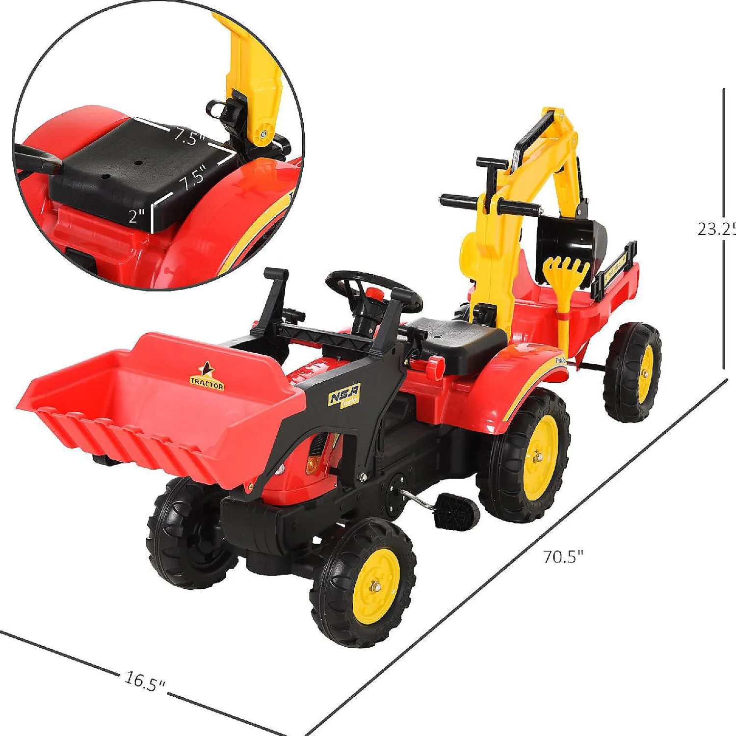 aosom__in__kids_ride_on_b_2.webp Aosom 3 In 1 Kids Ride On Bulldozer Excavator W/Cargo Trailer<Oriental Trading Flash Sale