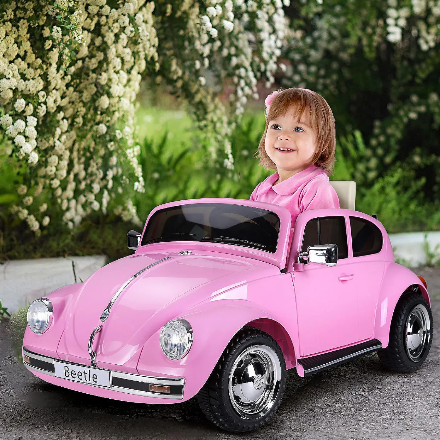 aosom_licensed_volkswagen_1-1.webp Aosom Licensed Volkswagen Beetle Electric Ride On Car 6V Battery Powered Remote Control 3-6Yrs Pink<Oriental Trading New