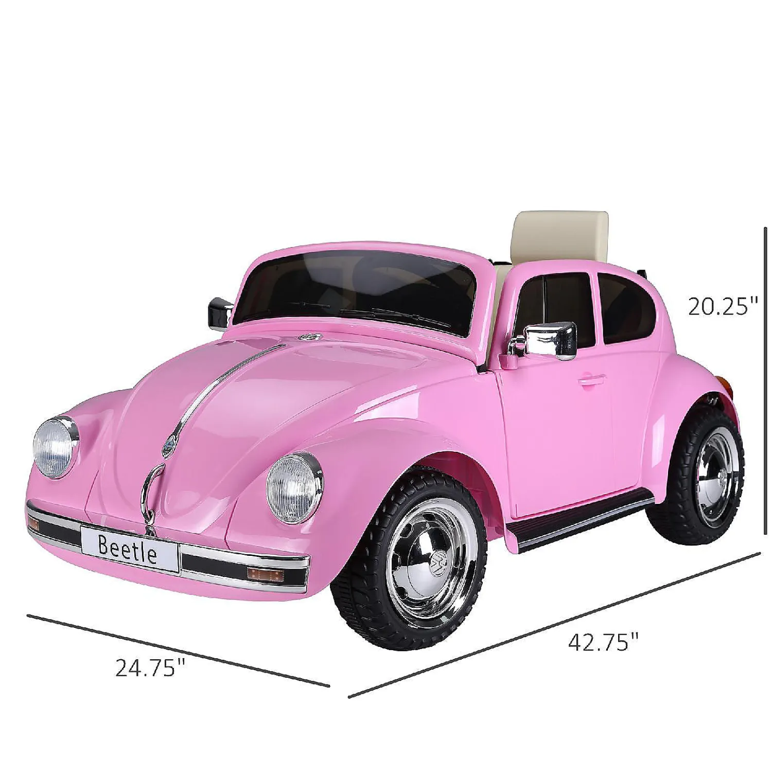 aosom_licensed_volkswagen_2-1.webp Aosom Licensed Volkswagen Beetle Electric Ride On Car 6V Battery Powered Remote Control 3-6Yrs Pink<Oriental Trading New