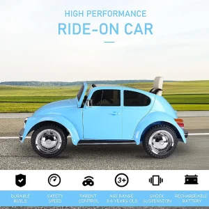 Aosom Licensed Volkswagen Beetle 6V Ride On W/Remote Control Mp3 Connection 3-6Yr Blue<Oriental Trading Sale