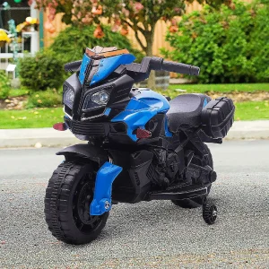 Aosom 6V Kids Motorcycle Electric Ride On W/Training Wheels Blue<Oriental Trading Cheap