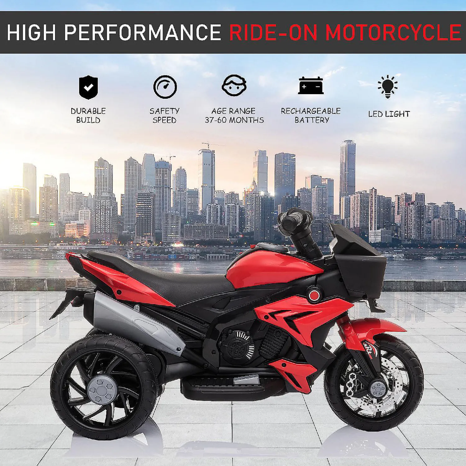 aosom_v_kids_motorcycle_e_3.webp Aosom 6V Kids Motorcycle Electric Ride On W/ Music Red<Oriental Trading Cheap