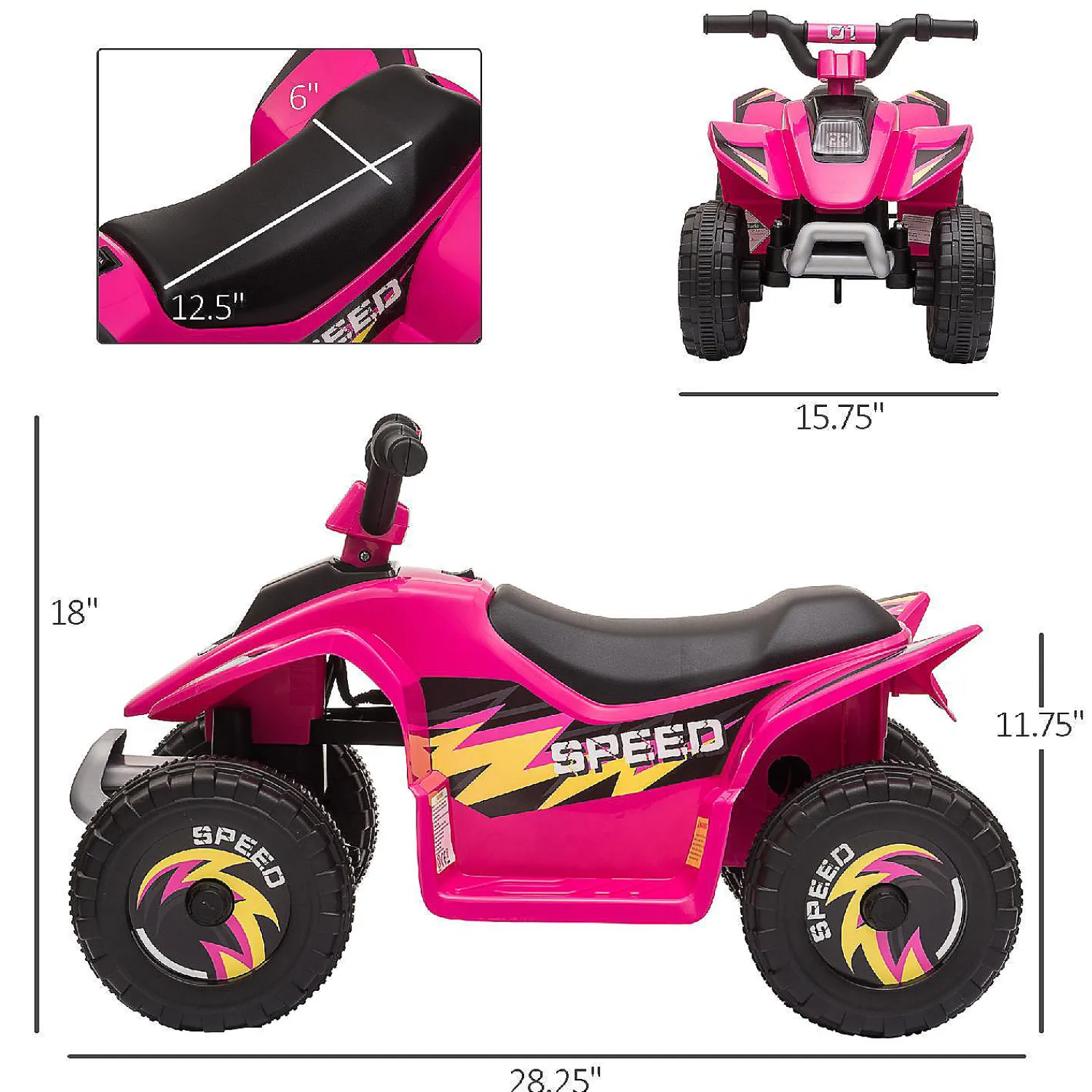 aosom_v_ride_on_atv__whee_3.webp Aosom 6V Ride On Atv 4 Wheeler Electric Quad Vehicle W/Forward/ Reverse Switch 3-5Yrs Pink<Oriental Trading Best