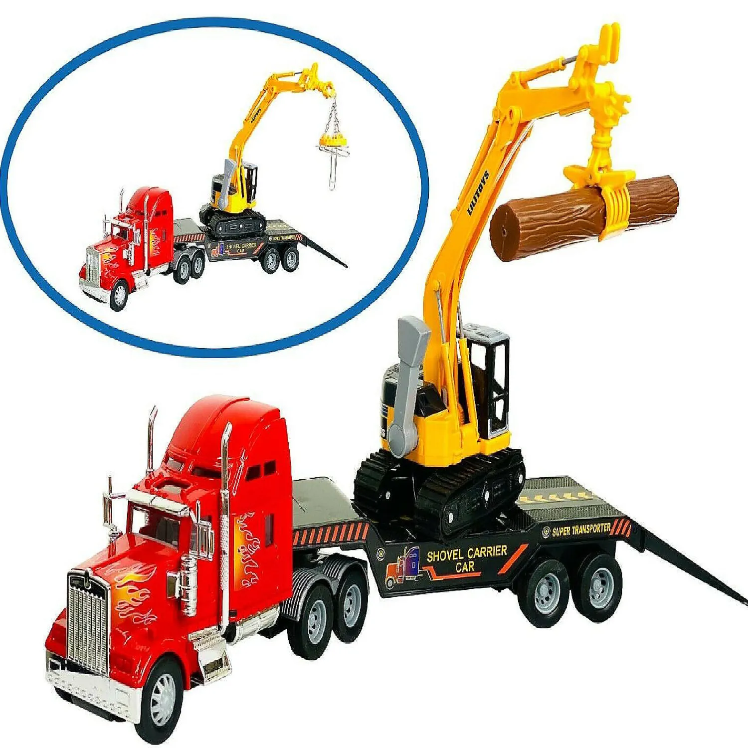 big_daddy_big_rig_heavy_d_1-1.webp Oriental Trading Toy Cars*Big Daddy Big Rig Heavy Duty Tractor Trailer Transport Flat Bed & Excavator