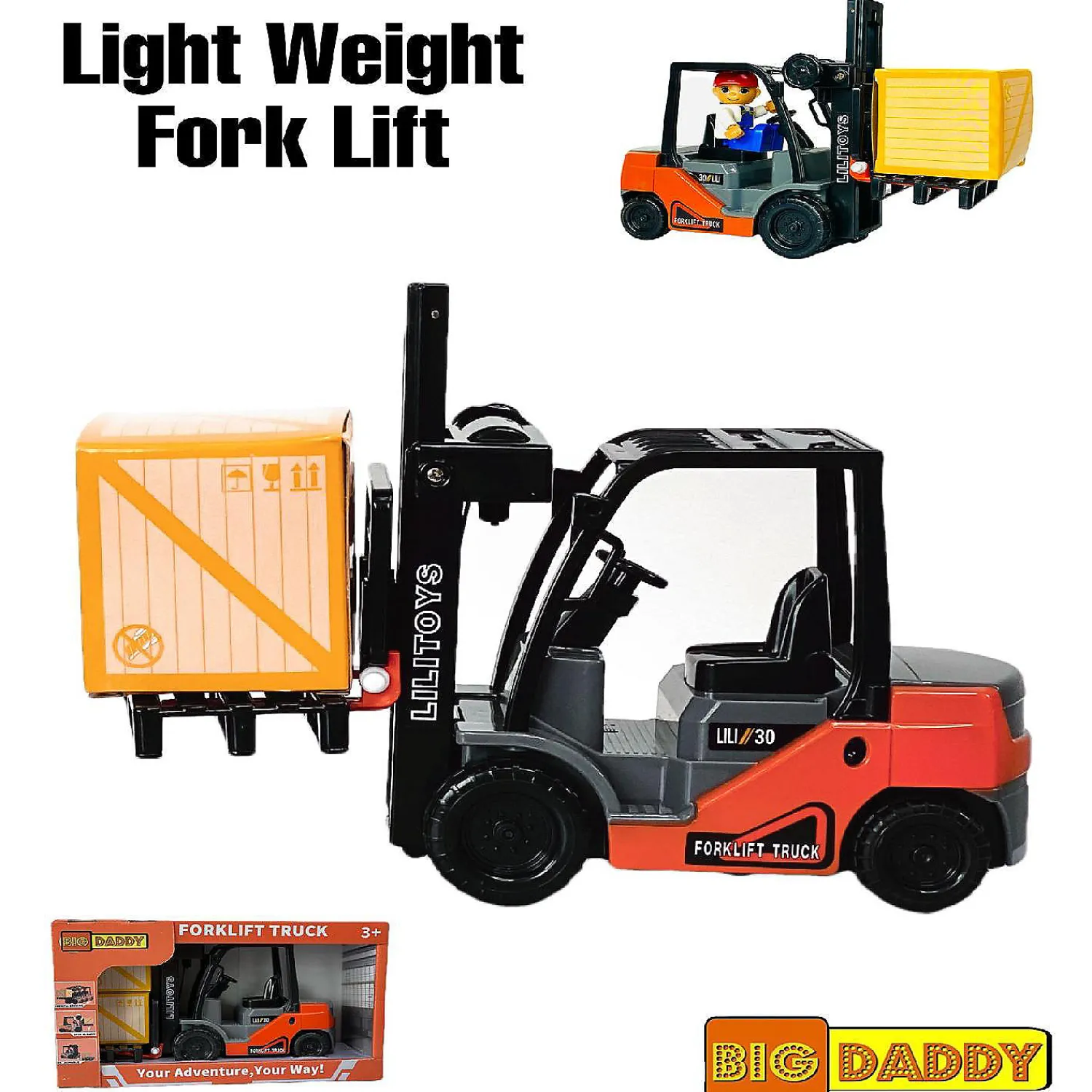 big_daddy_light_duty_work_0.webp Oriental Trading Toy Cars*Big Daddy Light Duty Work Trucks Series Authentic Forklift With Load Included