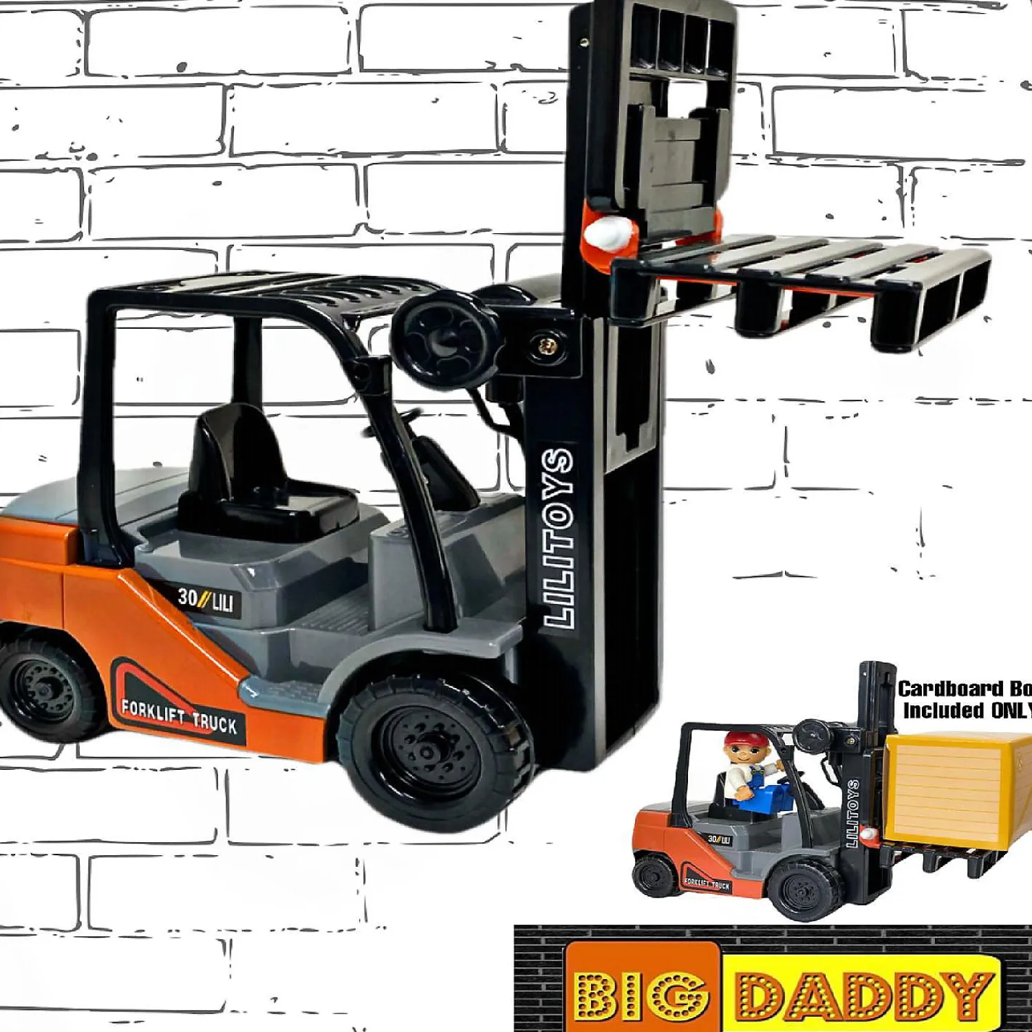 big_daddy_light_duty_work_3.webp Oriental Trading Toy Cars*Big Daddy Light Duty Work Trucks Series Authentic Forklift With Load Included