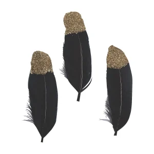 Black & Gold Glitter Feathers<Oriental Trading Discount