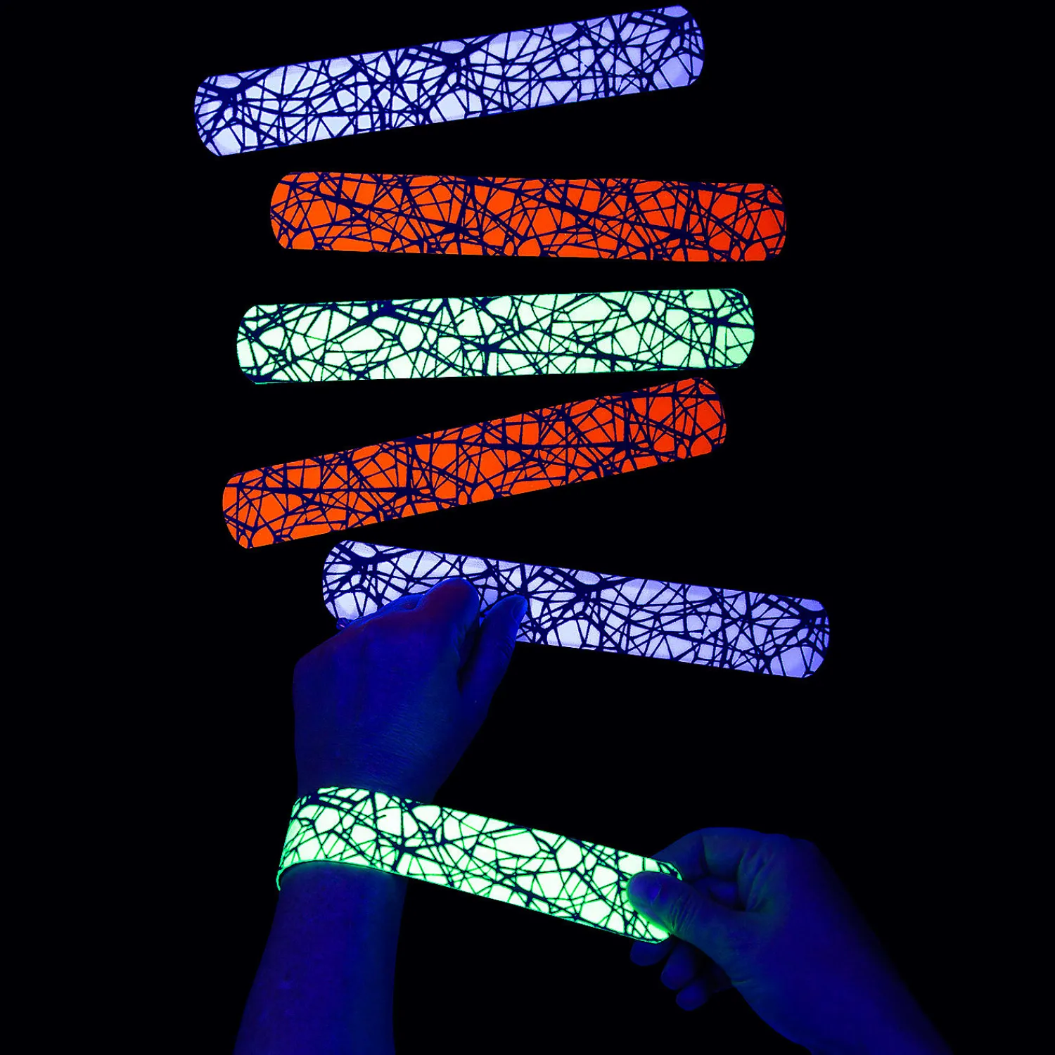 black_light_slap_bracelet_0-1.webp Oriental Trading Bracelets*Black Light Slap Bracelets - 12 Pc.