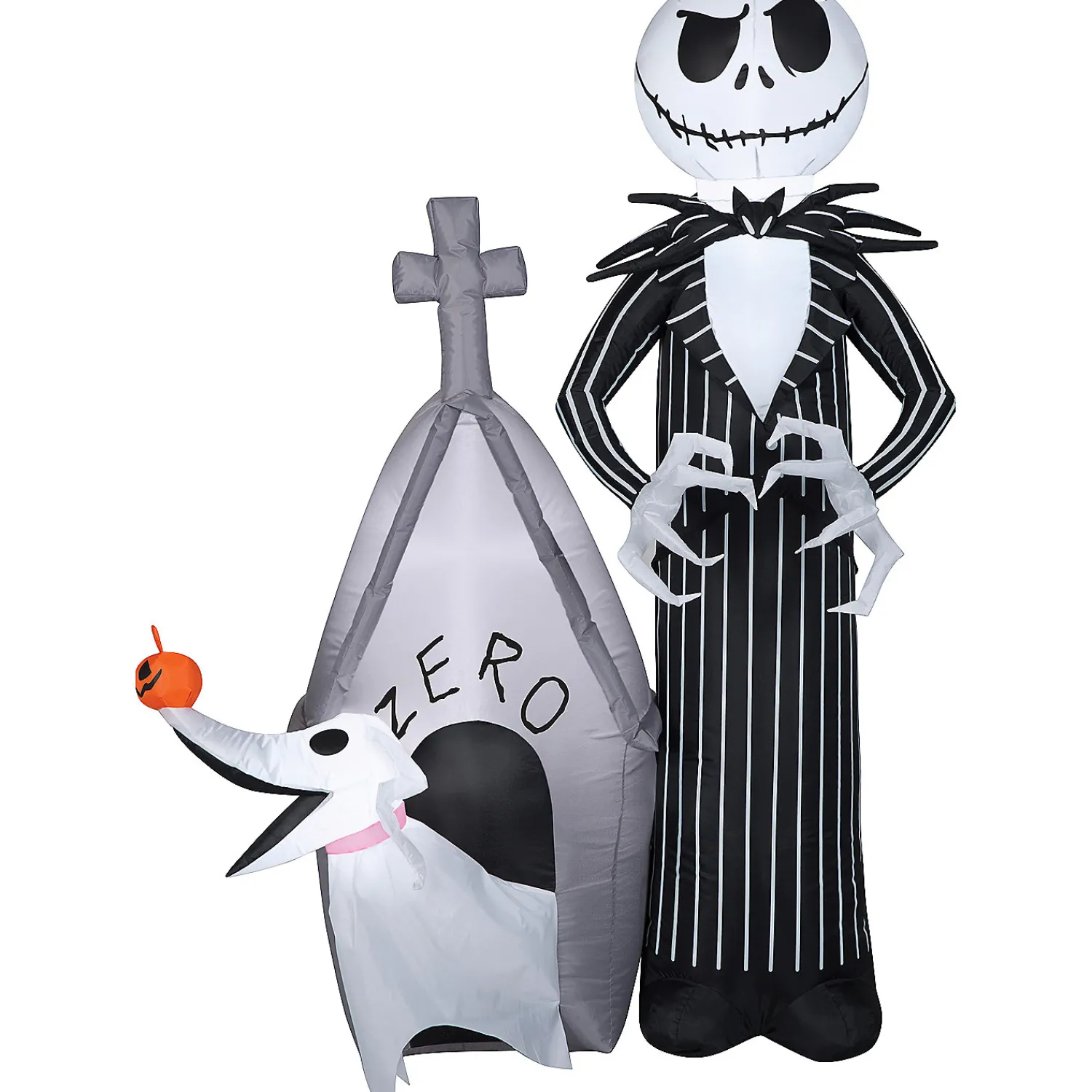blow_up_inflatable_night_0.webp 60" Blow Up Inflatable Nightmare Before Christmas Jack Skellington & Zero With House Outdoor Halloween Yard Decoration<Oriental Trading Cheap