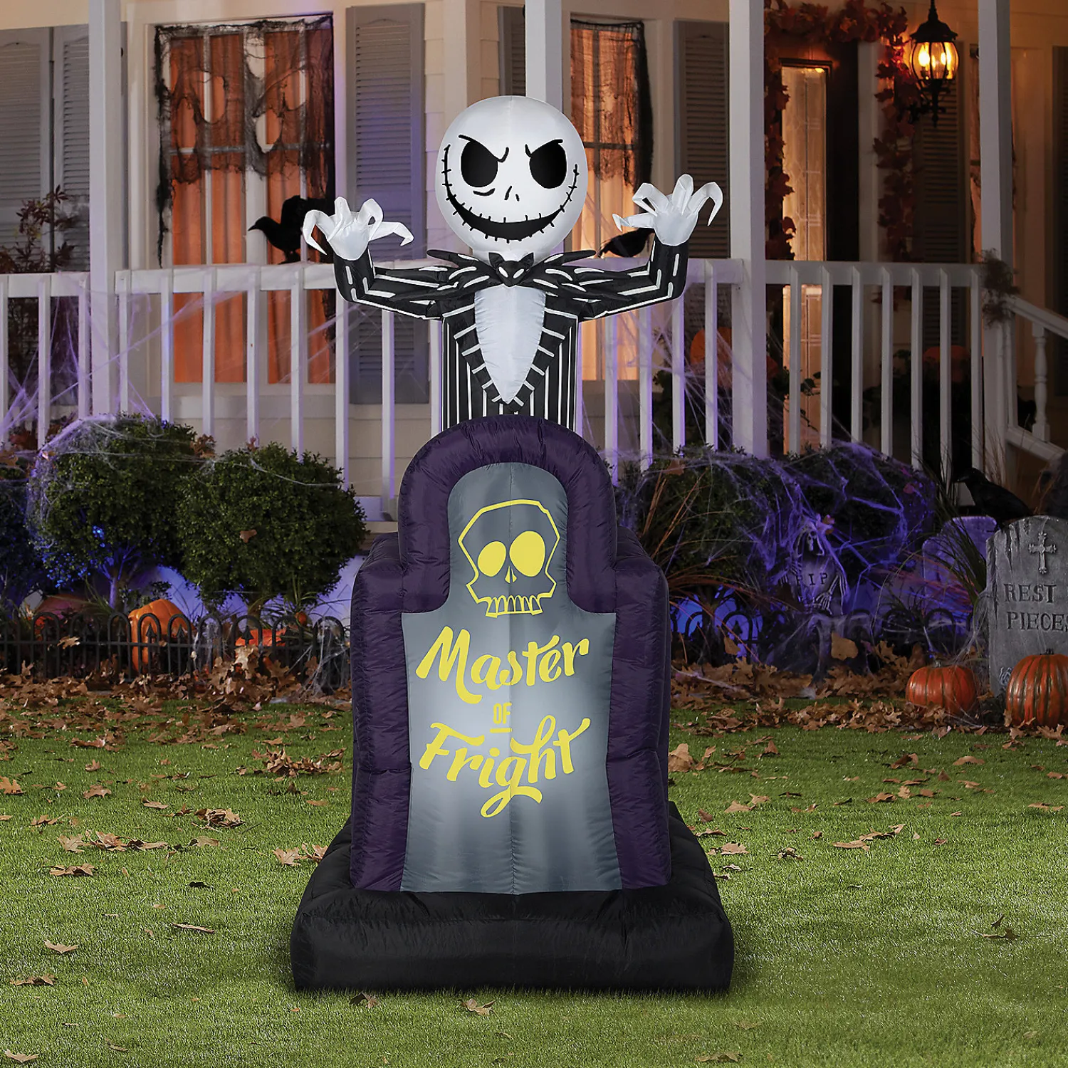 blow_up_inflatable_night_1-2.webp 42" Blow Up Inflatable Nightmare Before Christmas Master Of Fright Jack Skellington Halloween Outdoor Yard Decoration<Oriental Trading Online