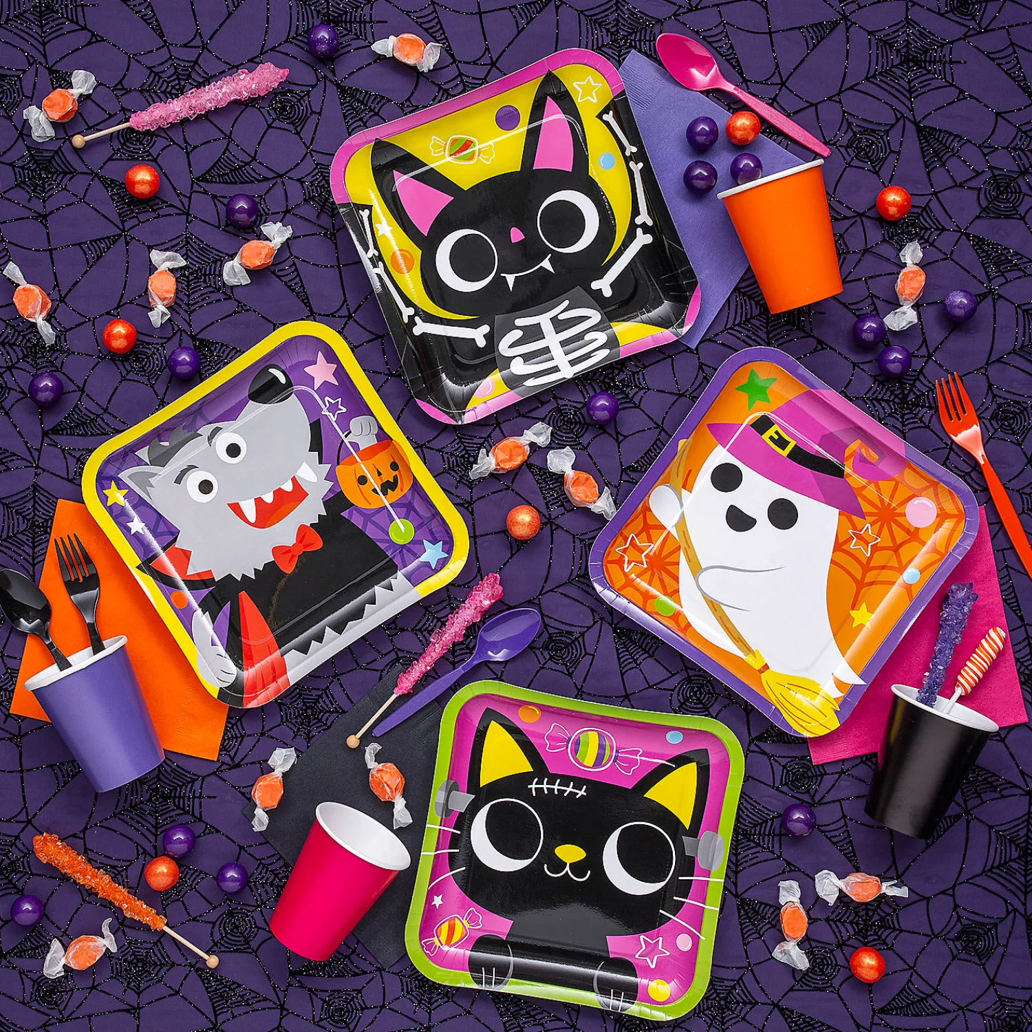 boo_crew_halloween_party__1.webp Boo Crew Halloween Party Square Paper Dinner Plates - 8 Ct.<Oriental Trading Sale