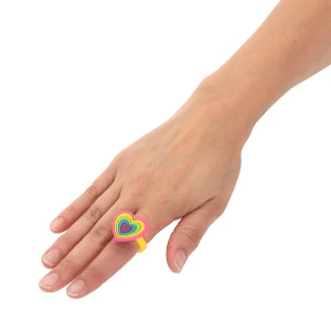 Oriental Trading Rings*Bright Rainbow Heart Rings - 12 Pc.
