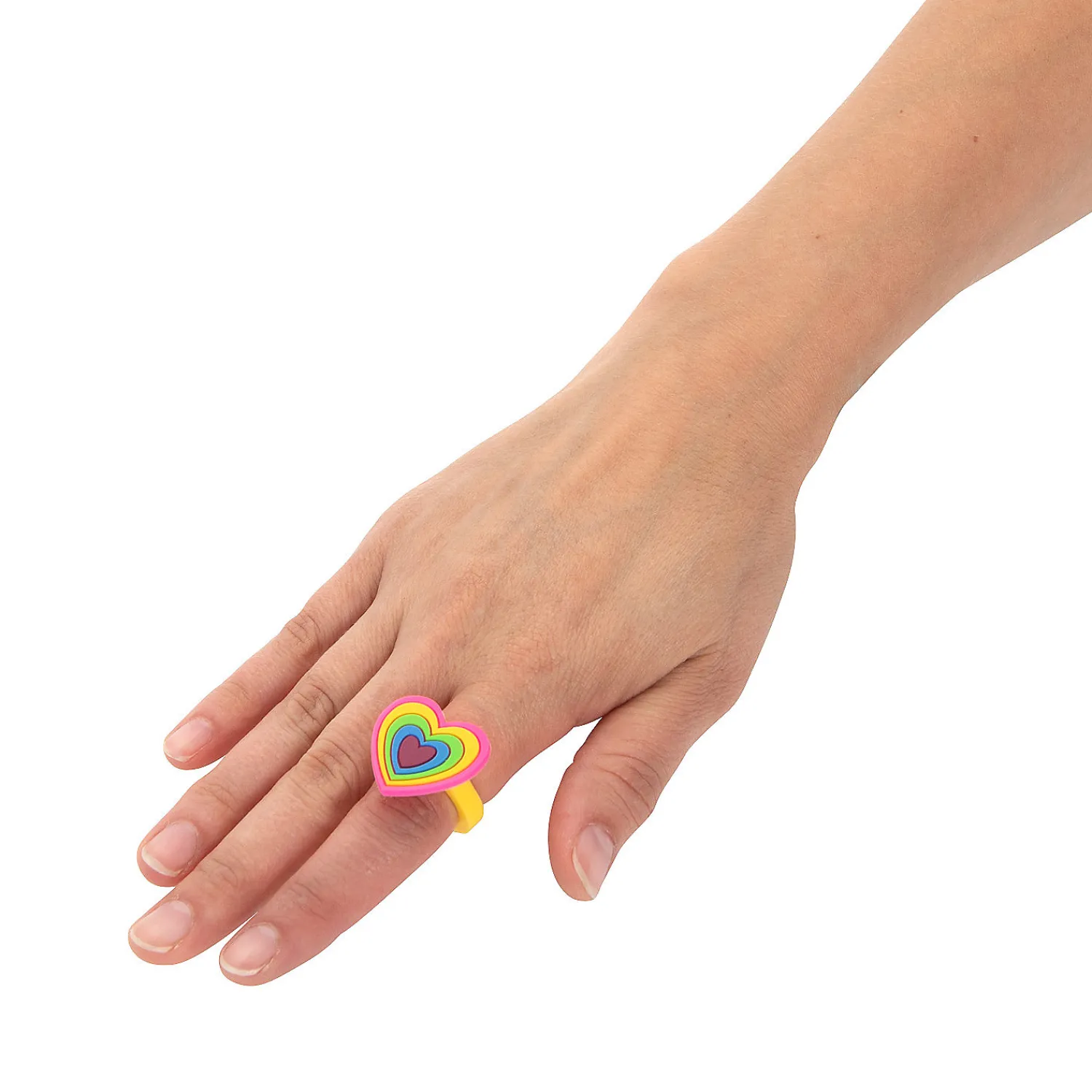 bright_rainbow_heart_ring_1.webp Oriental Trading Rings*Bright Rainbow Heart Rings - 12 Pc.