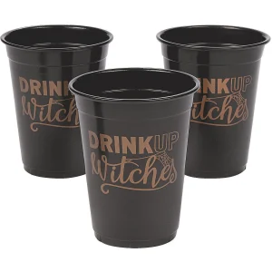 Bulk 50 Ct. Halloween Drink Up Witches Black Plastic Cups<Oriental Trading Clearance