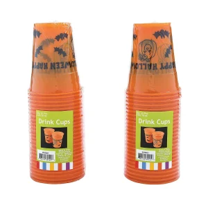 Bulk 50 Ct. Happy Halloween Pumpkin & Bats Plastic Cups<Oriental Trading Store