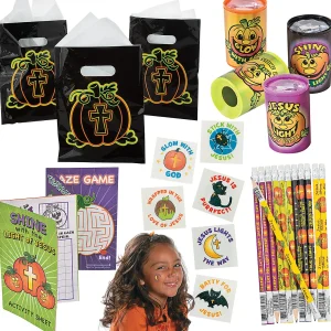 Oriental Trading Temporary Tattoos*Bulk 338 Pc. Christian Pumpkin Boo Bag Kit For 48