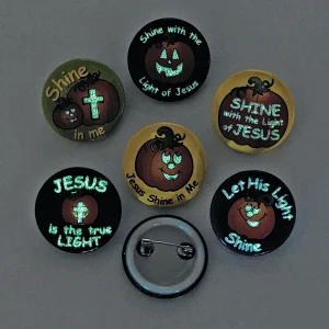 Oriental Trading Glow Jewelry*Bulk 48 Pc. Christian Pumpkin Glow-In-The-Dark Mini Buttons