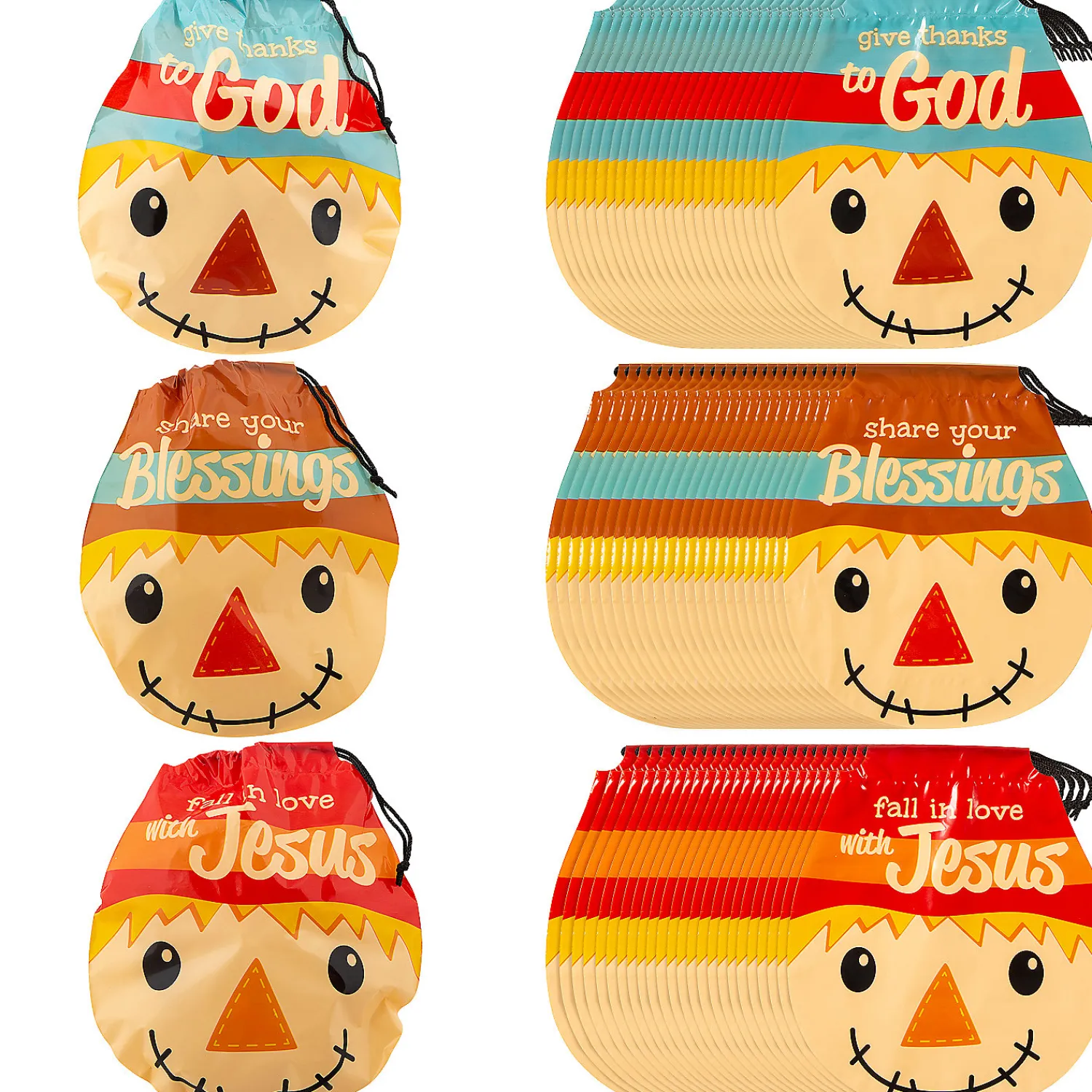 bulk__pc_medium_religious_0.webp Bulk 72 Pc. Medium Religious Scarecrow Drawstring Goody Bags<Oriental Trading Clearance