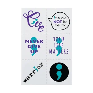 Oriental Trading Temporary Tattoos*Bulk 72 Pc. Mental Health Awareness Semicolon Temporary Tattoos