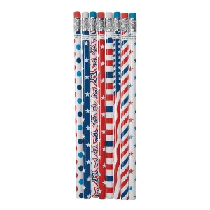 Oriental Trading Pencils*Bulk 72 Pc. Patriotic Patterns Pencil Assortment