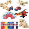 Oriental Trading Toy Cars*Bulk 68 Pc. Unfinished Wood Cars, Trains & Planes Craft Kit Assortment- Makes 36