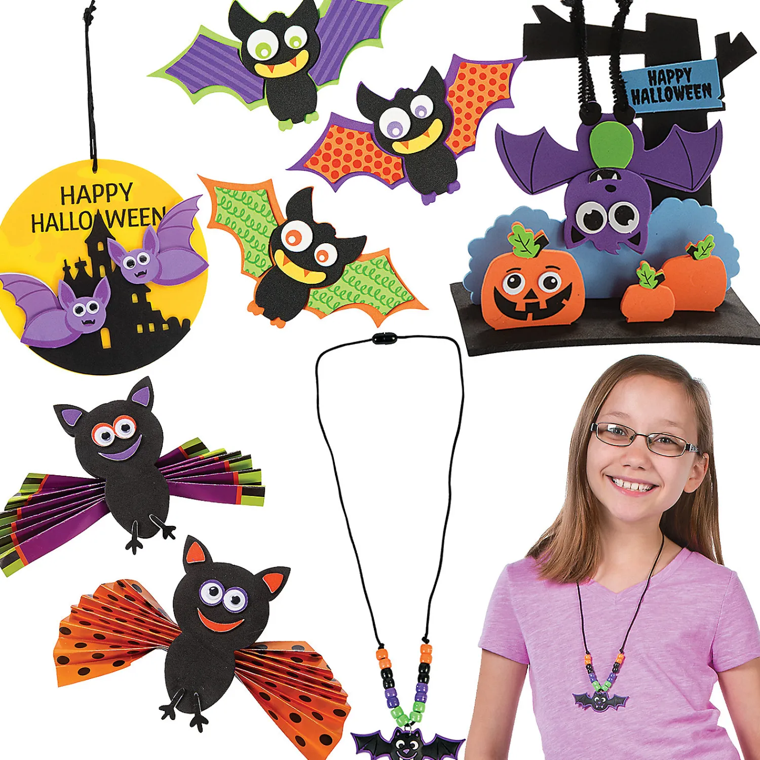 bulk_basically_halloween__0-1.webp Bulk Basically Halloween Bats Craft Kit Assortment - Makes 60<Oriental Trading Cheap