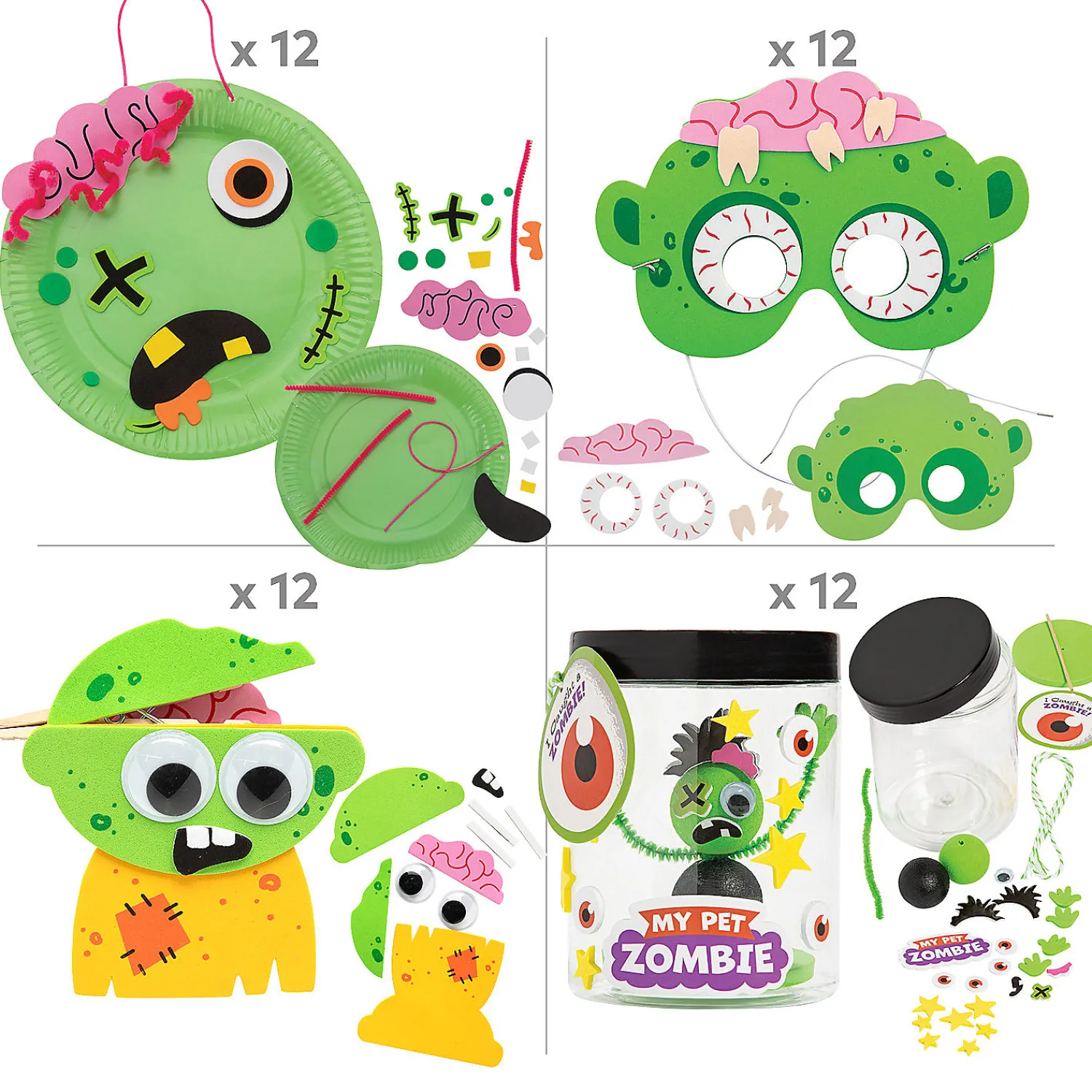 bulk_halloween_zippy_zomb_1.webp Bulk Halloween Zippy Zombie Craft Kit Assortment - Makes 48<Oriental Trading New
