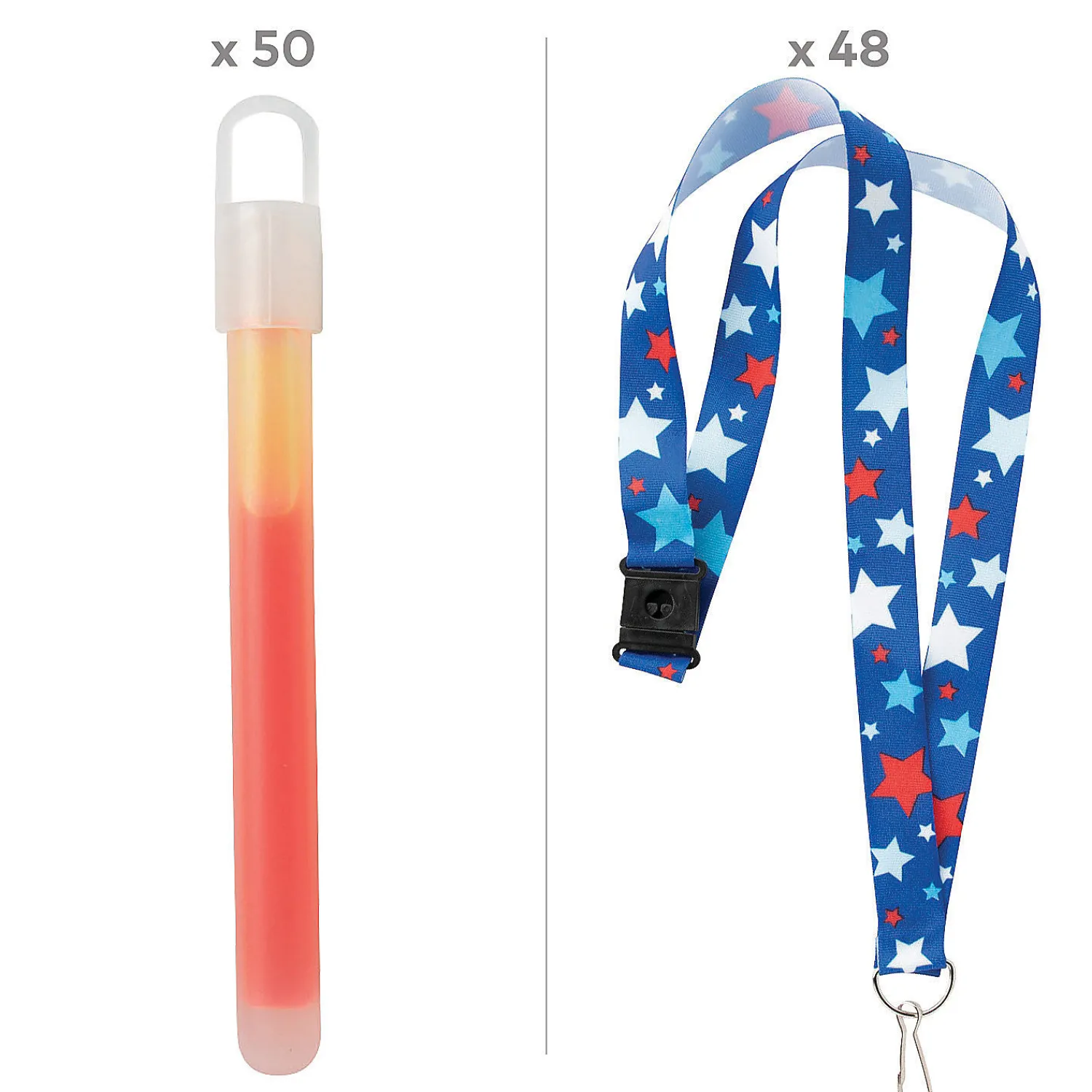 bulk_patriotic_lanyard__g_1.webp Oriental Trading Glow Sticks*Bulk Patriotic Lanyard & Glow Stick Kit For 48