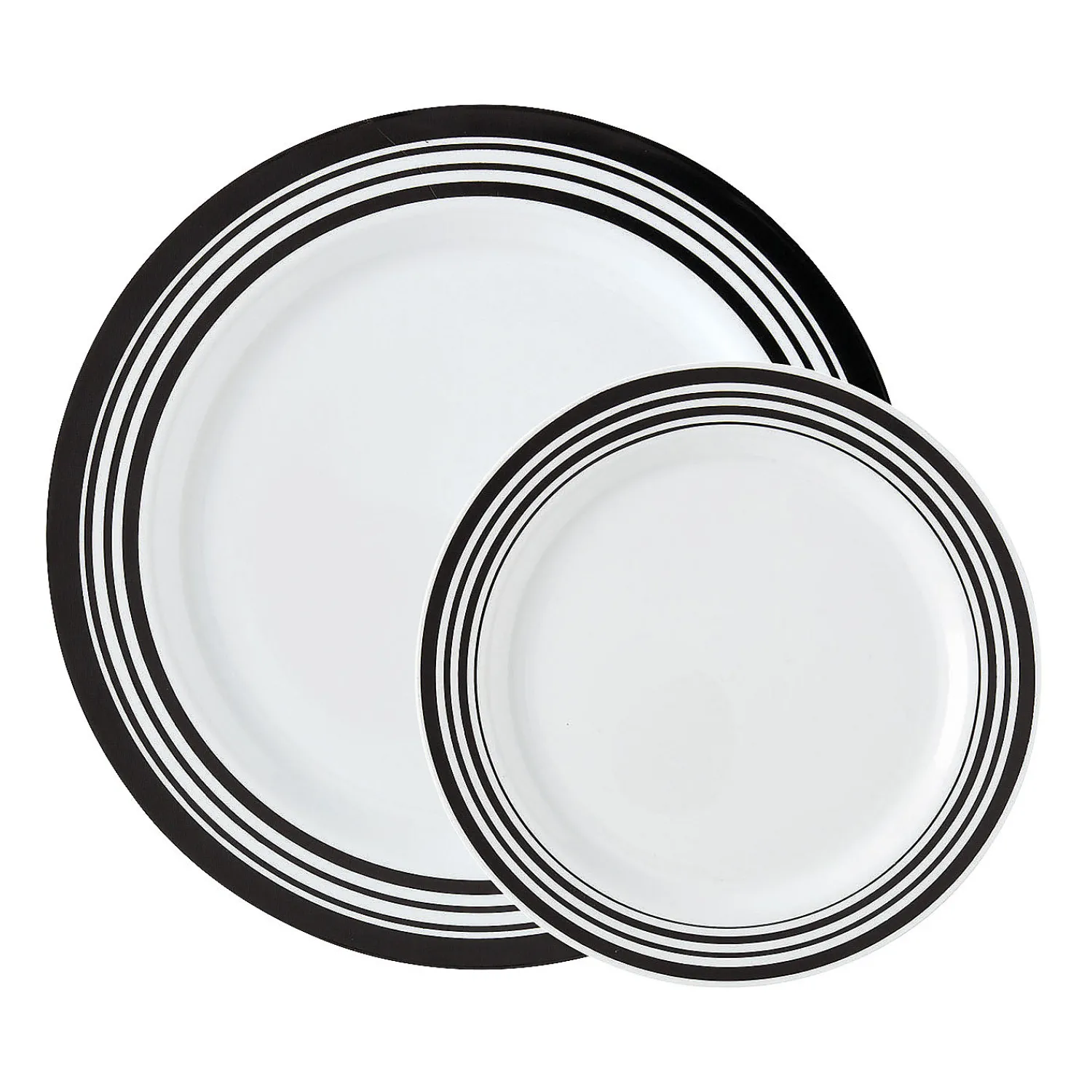 bulk_premium_white_plasti_1.webp Bulk Premium White Plastic Plates With Black & White Trim - 100 Ct.<Oriental Trading Flash Sale