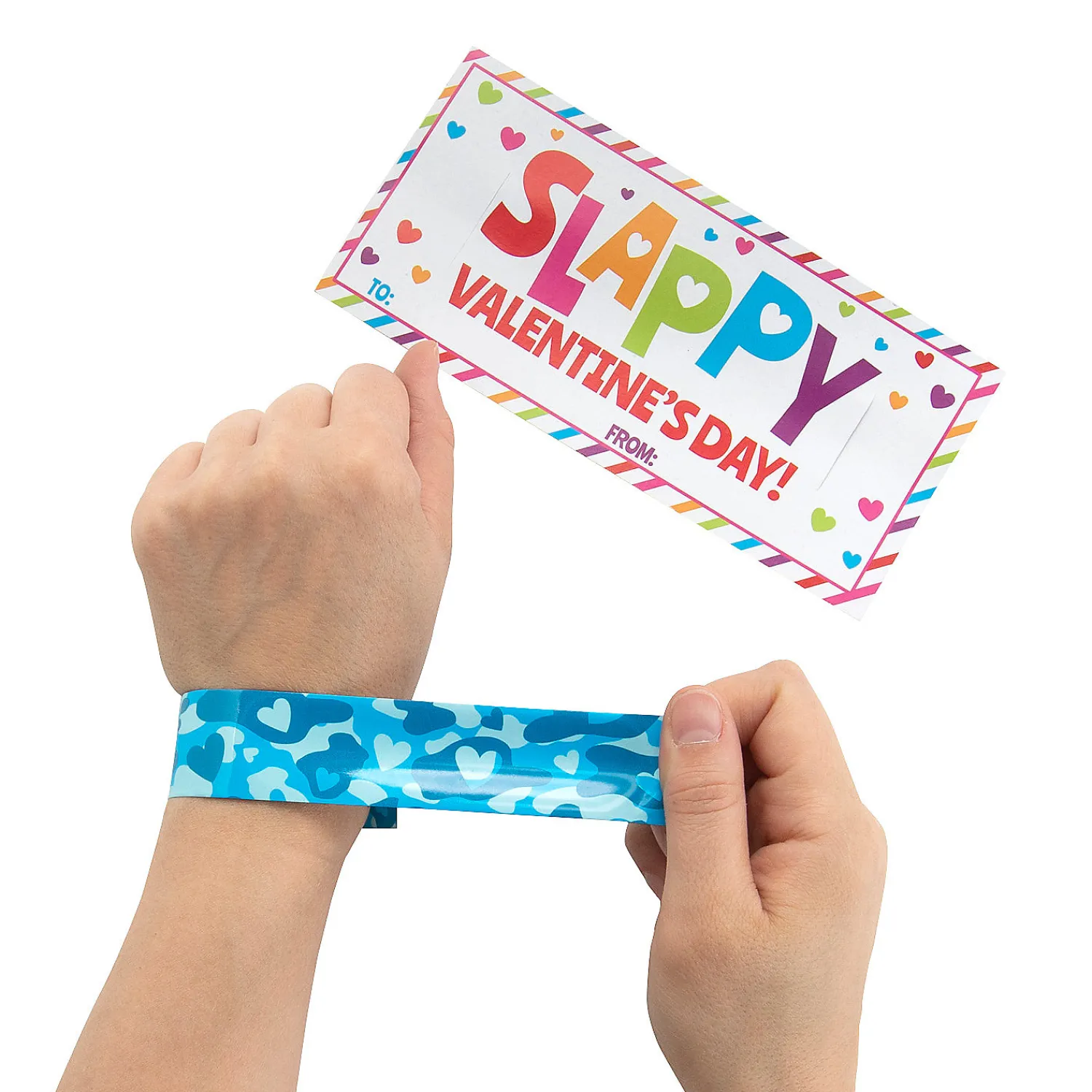 bulk_slappy_valentines_da_1.webp Oriental Trading Bracelets*Bulk Slappy Valentine's Day Slap Bracelets With Card For 48