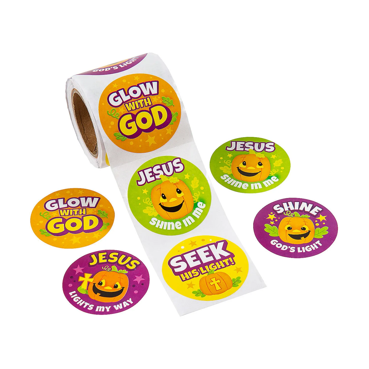 christian_pumpkin_hallowe_0.webp Christian Pumpkin Halloween Sticker Roll - 100 Stickers<Oriental Trading Online