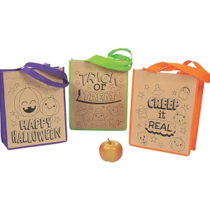 Color Your Own Large Halloween Tote Bags - 12 Pc.<Oriental Trading Cheap