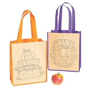 Color Your Own Medium Christian Pumpkin Halloween Nonwoven Tote Bags - 12 Pc.<Oriental Trading Outlet