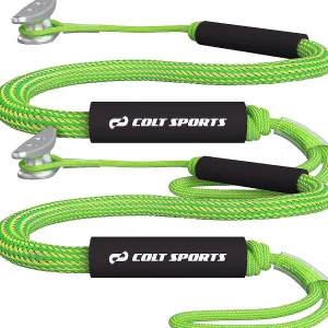 Colt Sports 2 Pack Bungee Dock Lines Mooring Rope For Boats - Green & Yellow 5 Feet - Marine Rope, Elastic Boat, Jet Ski, With Secure Stainless Steel Hooks<Oriental Trading Online