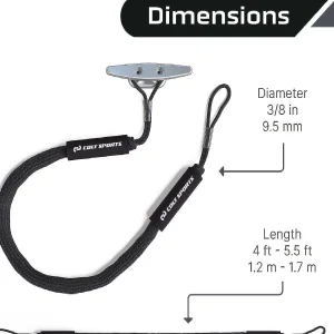 Colt Sports 2 Pack Bungee Dock Lines Mooring Rope For Boats - Black 5 Feet - Marine Rope, Elastic Boat, Jet Ski, And Dock Line With Secure Stainless Steel Hooks<Oriental Trading Sale