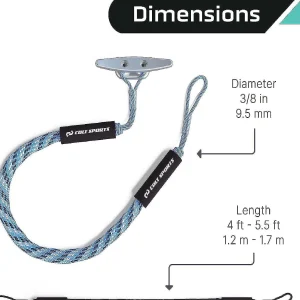 Colt Sports 2 Pack Bungee Dock Lines Mooring Rope For Boats - Blue, White And Black 5 Feet - Marine Rope, Elastic Boat, Jet Ski With Secure Stainless Steel Hook<Oriental Trading Store