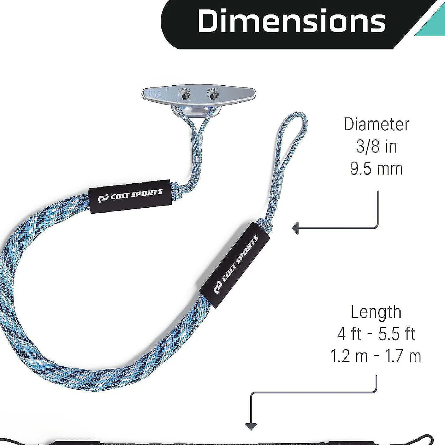 colt_sports__pack_bungee__1-2.webp Colt Sports 2 Pack Bungee Dock Lines Mooring Rope For Boats - Blue, White And Black 5 Feet - Marine Rope, Elastic Boat, Jet Ski With Secure Stainless Steel Hook<Oriental Trading Store