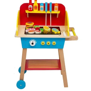 Oriental Trading Play Sets*Cook 'N Grill Wood Toy Bbq Set - Includes Pretend Play Wooden Barbeque Food & Grilling Tools For Kids, Boys & Girls, More Than 30 Pieces, Fun Indoor Activity Se