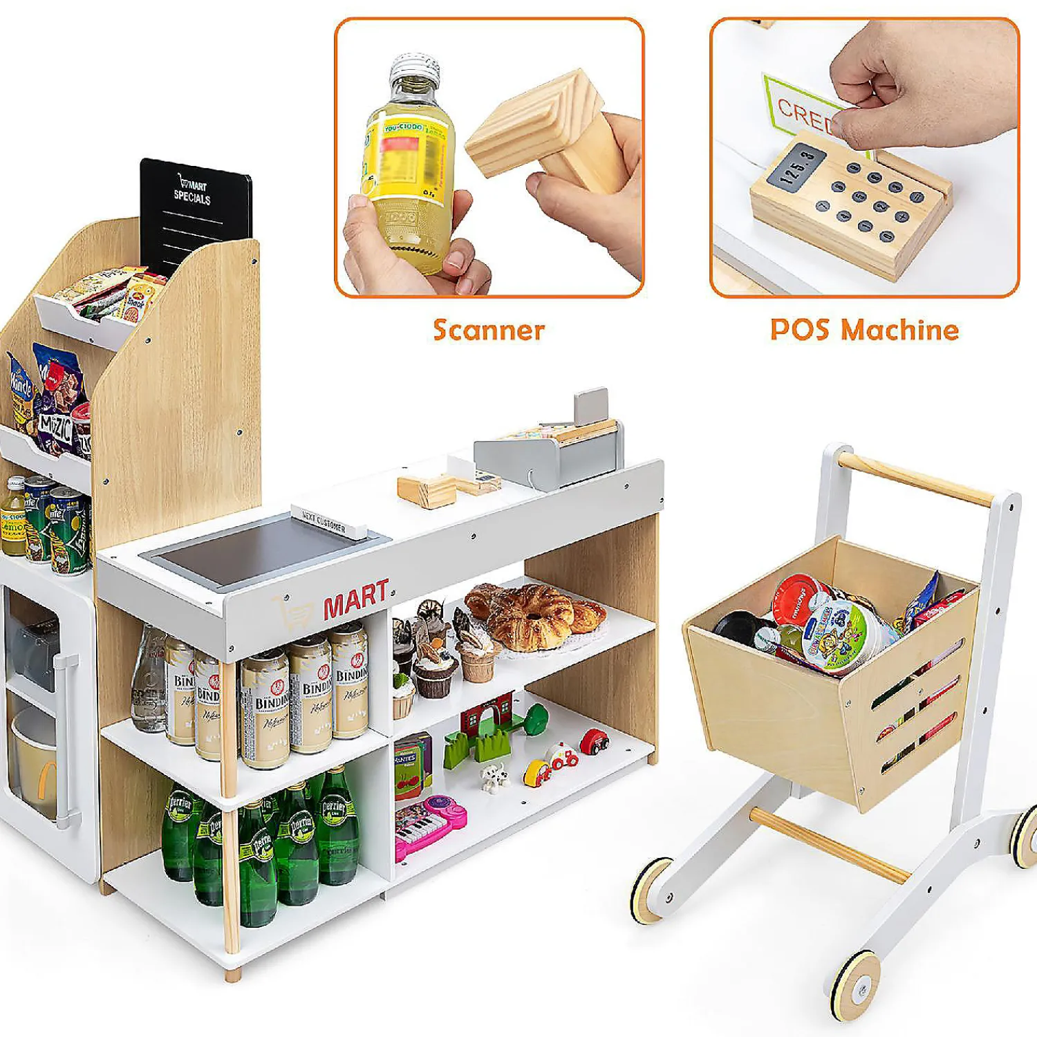 costway_grocery_store_pla_2.webp Oriental Trading Play Sets*Costway Grocery Store Playset Pretend Play Supermarket Shopping Set With Shopping Cart