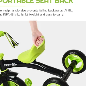 Costway Kids Tricycle Rider With Adjustable Seat Storage Basket Premium Quiet Wheels Non-Slip Handle Green<Oriental Trading Best Sale