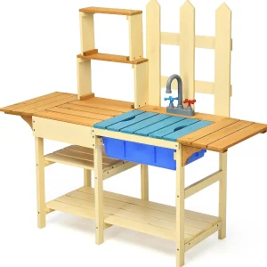 Oriental Trading Play Sets*Costway Kid's Wooden Mud Kitchen Pretend Cook Playset Toy For Children