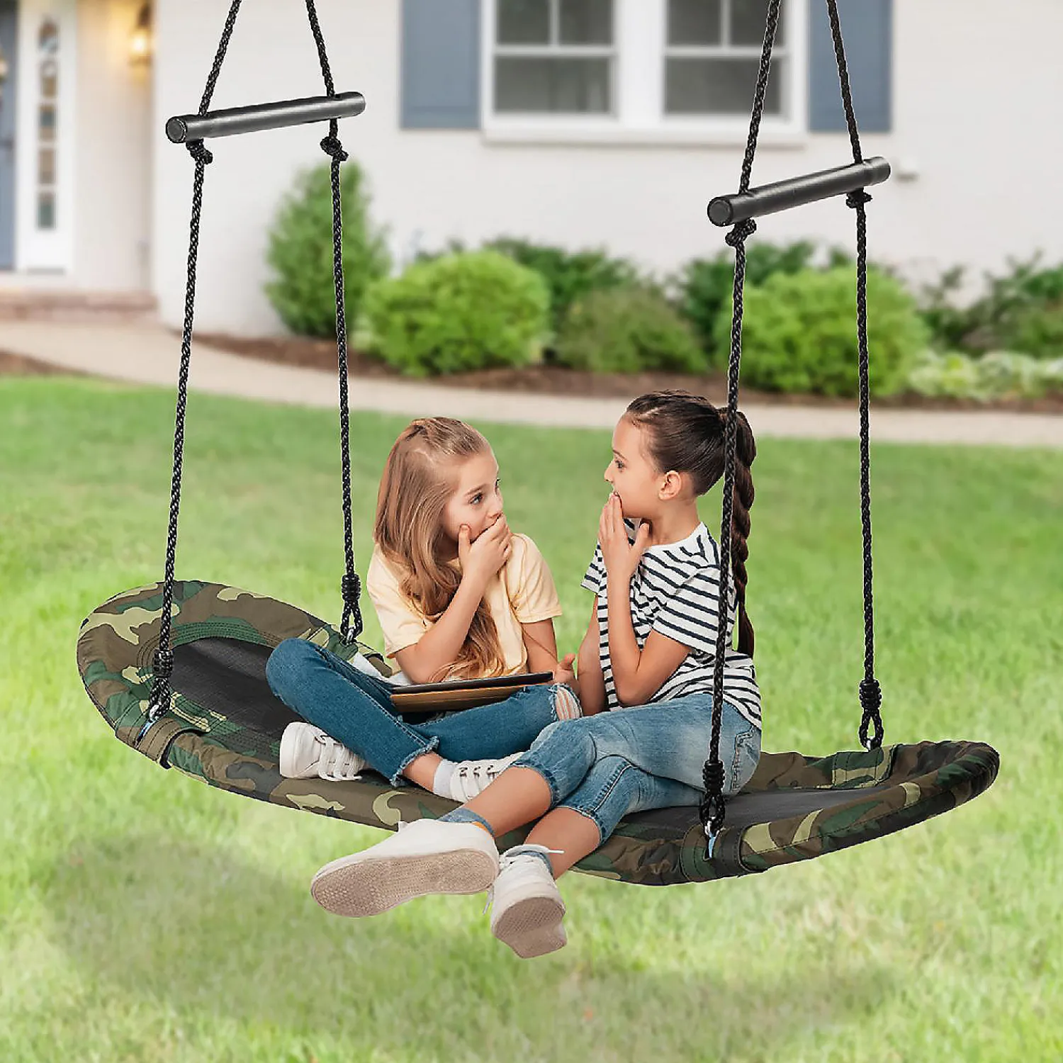 costway_saucer_tree_swing_1.webp Costway Saucer Tree Swing Surf Kids Outdoor Adjustable Swing Set W/ Handle<Oriental Trading Clearance