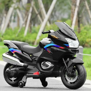 Costway 12V Kids Ride On Motorcycle Electric Motor Bike W/ Training Wheels & Light Black<Oriental Trading Fashion