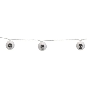 10-Count White And Black Skull Paper Lantern Halloween Lights 8.5Ft White Wire<Oriental Trading Store
