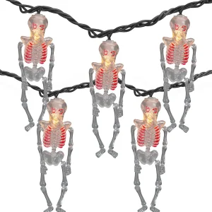 10Ct Skeleton Halloween Lights - 7.5Ft Black Wire<Oriental Trading Shop
