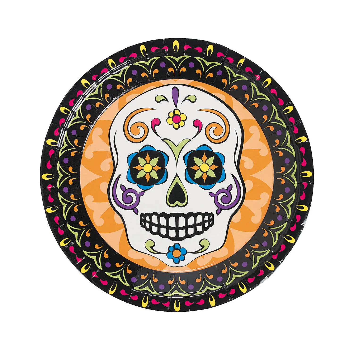 day_of_the_dead_party_sug_0.webp Day Of The Dead Party Sugar Skull Paper Dinner Plates - 8 Ct.<Oriental Trading Clearance