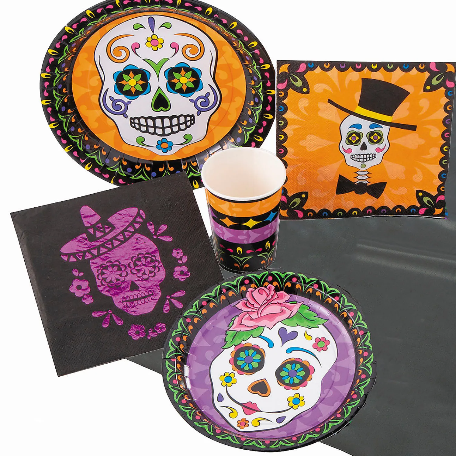 day_of_the_dead_tableware_0.webp Day Of The Dead Tableware Kit For 8 Guests<Oriental Trading Hot